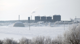 Biogasanlæg i sne